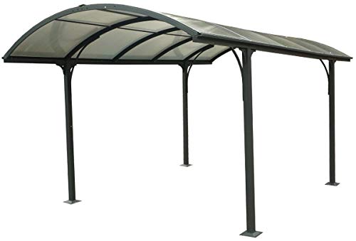 Tettoia Carport In Alluminio, Forma Arrotondata, Grigio Antracite, Variante Senza Montaggio