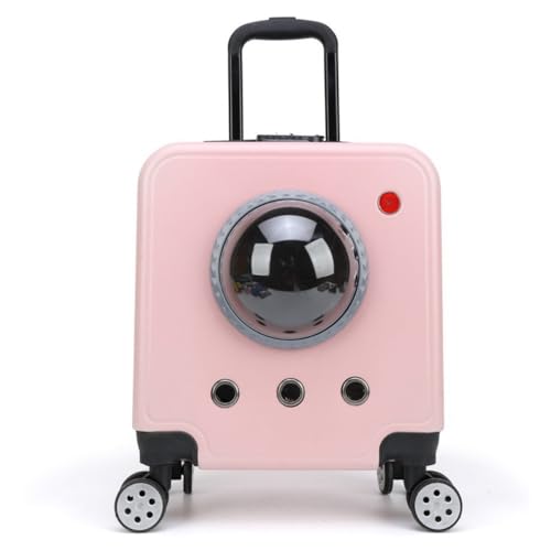 Kirnuoペットキャリー ペットボックス 犬猫用 キャリー カート ペットカート猫 キャリーケース 取り外し可能 ペットキャリーケース ポータブルトロリーケース 通気性 旅行 通院 外出用 (ピンク)