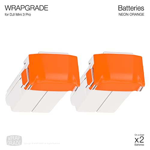 Image of WRAPGRADE Skin Stickers Compatible with DJI Mini 4 Pro /Mini 3 Series | Two Batteries (NEON Orange)