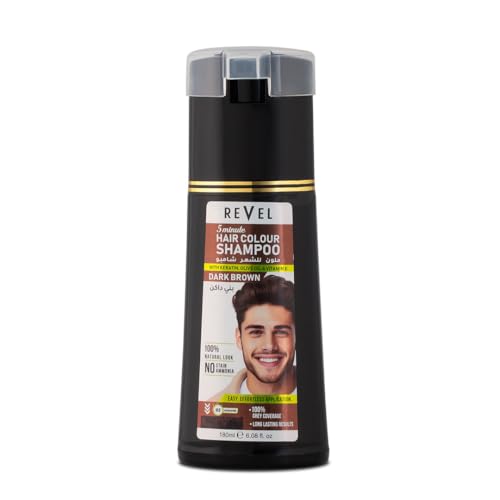 REVEL Hair Colour Shampoo Natural Brown 180ml | 5 Minutes | 100% Natural Look | No Star Ammonia | Grey Coverage | Long Lasting Result (Brown)