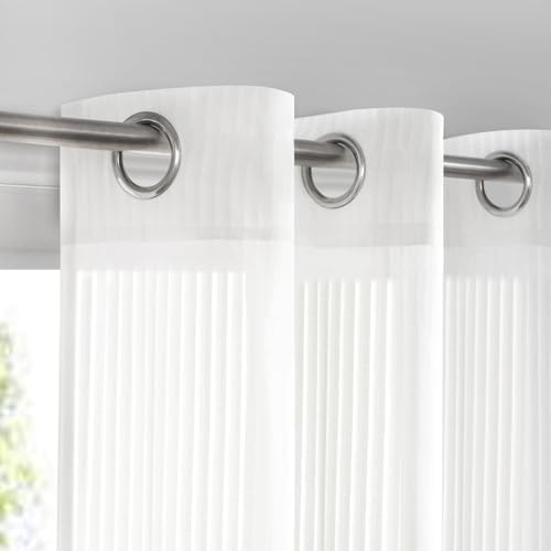 White Sheer Curtains 84 inches Long - Home Decoration Grommet Air...