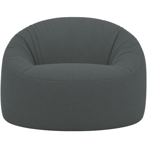 bananair - Pouf Salon Chambre en Velours Côtelé, Fabriqué en France - Fauteuil Pouf Poire XXL avec Remplissage en Mousse - 100% Confort & Douceur - Idéal pour Adulte, Ado (100 cm, Gris Foncé)