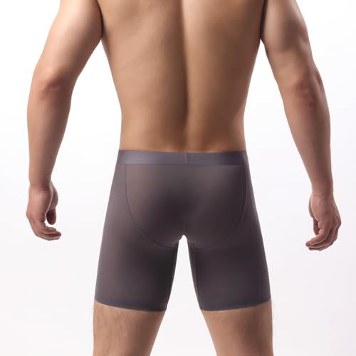 Evankin Ice Silk Mens Mesh Boxer Brief Long Leg Ultra-Thin Underwear Breathable Cool Underpants4