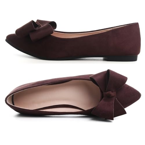 Image of TN TANGNEST Flats Shoes Women Comfort Casual Loafers | Classic Pointed Toe Bowknot Flats Cute Slip On Flats, Wear to Work Travel Walk