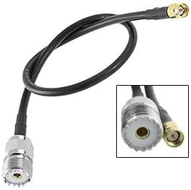 Alinco Handheld to PL259 Cable- SMA Male Plug to UHF Female Coaxial Jumper Connects to UHF Mobile and Base Antennas - 1M of US Made 195 Alpha Coax SO-239 to SMA