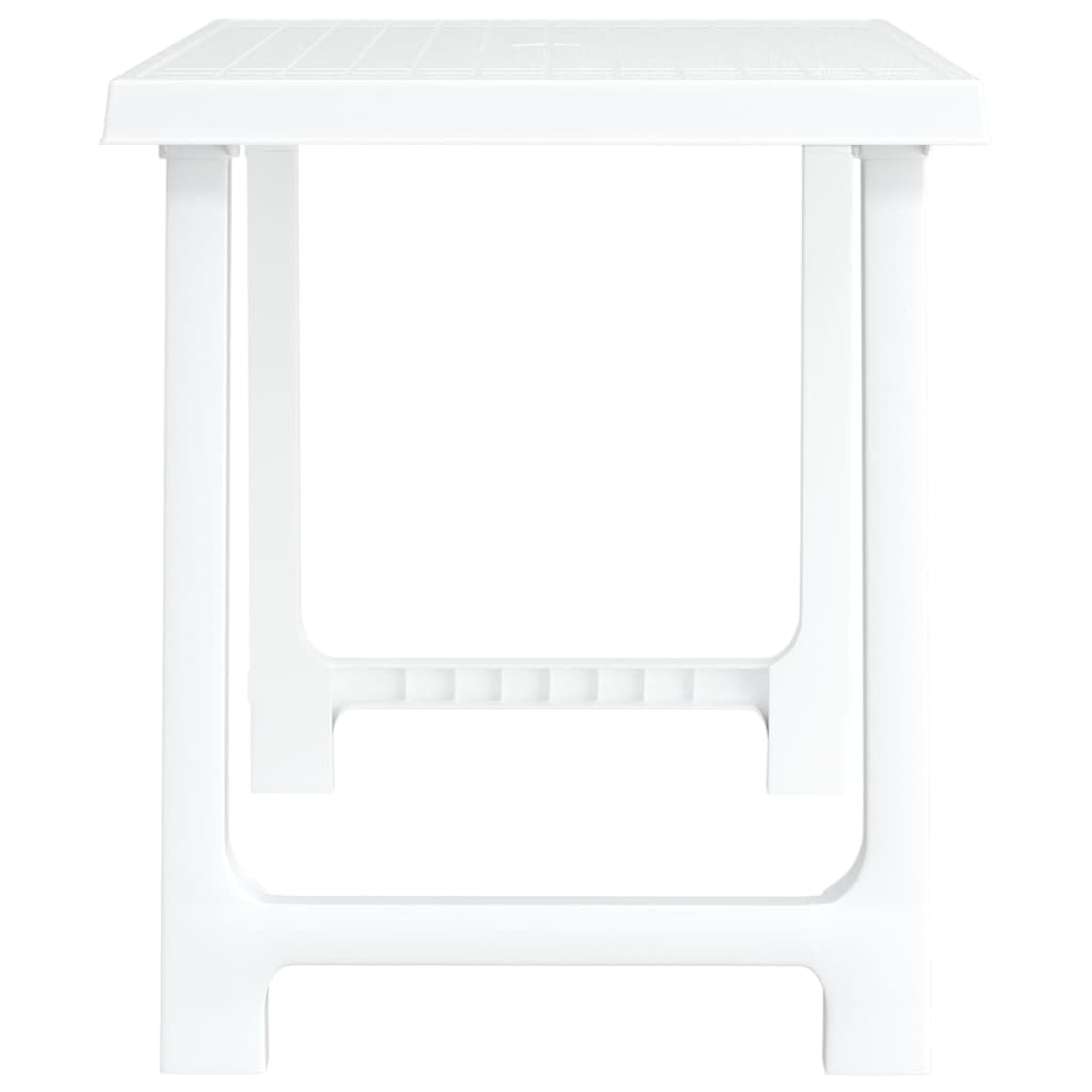 Tavolo da campeggio bianco, 79 x 56 x 64 cm, in polipropilene, effetto legno, con foro per ombrellone, per terrazze, esterni, campeggio, picnic, barbecue