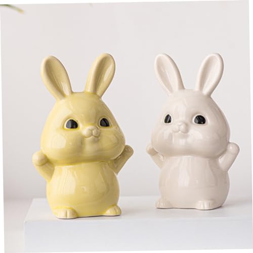 Figurine de lapin en céramique objet déco style chinois salon chambre
