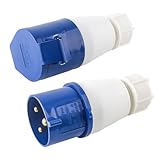 1 Pair 32 Amp Plug, 32amp Plug and Socket 240V, 3 Pin 2P+E IP44 Waterproof Industrial Connector for Caravan Camping Construction Agriculture Airports Docks - Image 1
