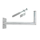 ABMESSUNGEN - Ausleger Wandabstand 600 mm | Rohrdurchmesser 50 mm | Rohr-Höhe 250 mm | XXL Wandplatte 200x180 mm | Lochabstand 160x140 mm | Wandplattenstärke 5 mm