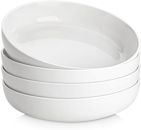 MALACASA 48 Oz Pasta Bowls Set of 4, 9 Inch Salad Bowls, White Ce...