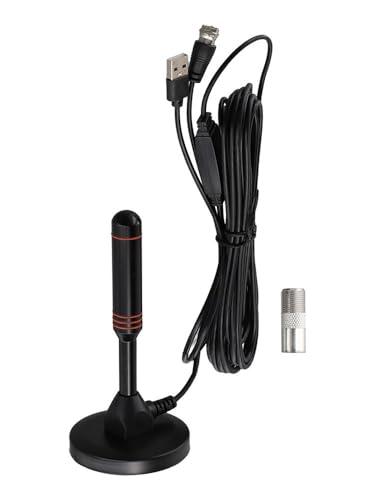 Gettimore HD TV Antenna 30DBI with DVB-T2 Quick Response for Indoor Outdoor Digital Reception, Portable Compact Design, Black