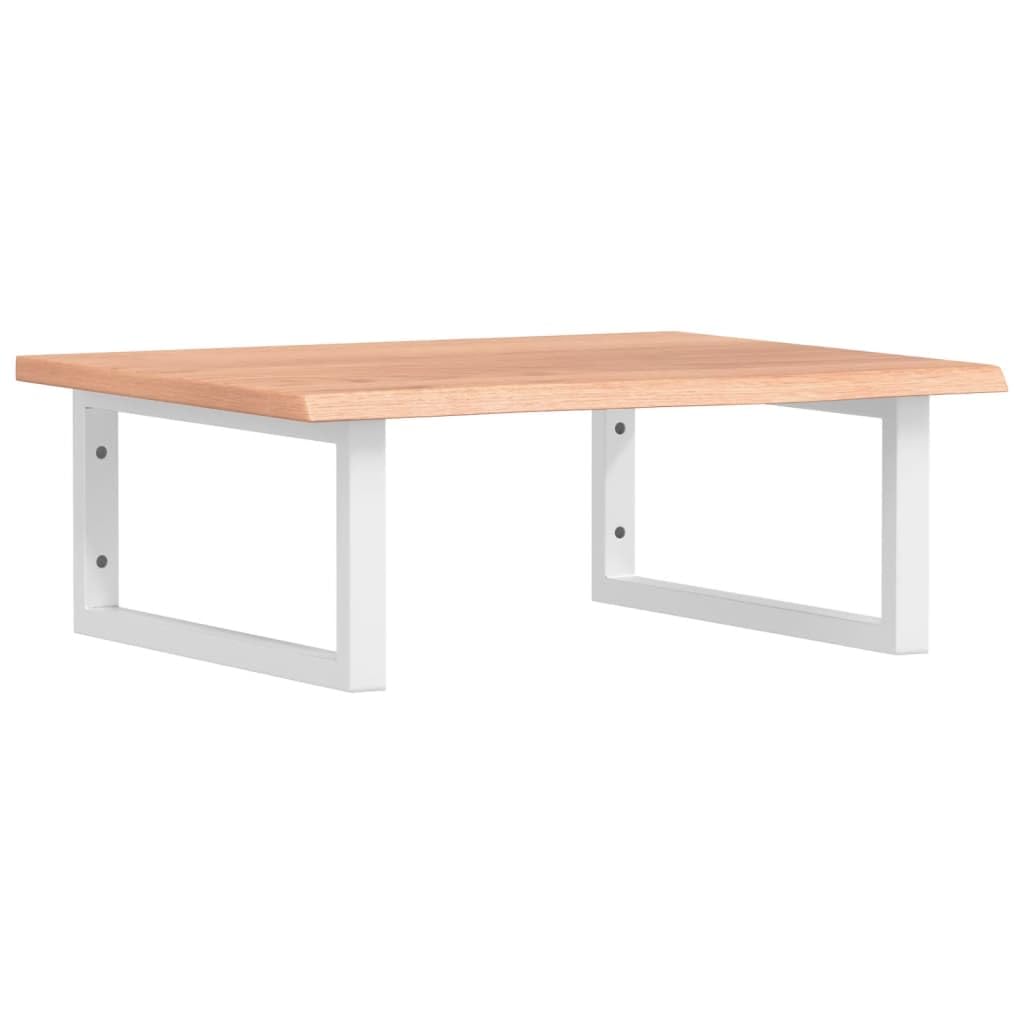 Waschtischplatte Eiche 60x50 cm mit Stahlhalterung Weiss | Platzsparende Konsole aus echtem Holz für das Badezimmer, inklusive zwei robusten Wandhalterungen aus Stahl.