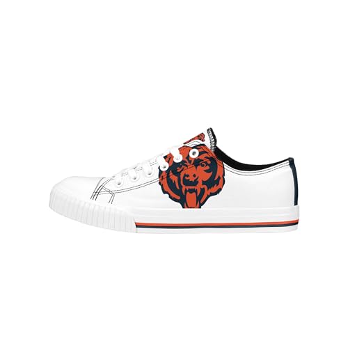FOCO Chicago Bears NFL Womens Big Logo Low Top White Canvas Shoes - 9/XL