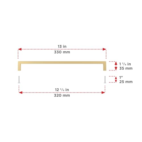 Image of Richelieu Lambton 12 5 /8-in (320 mm) Satin Brass Rectangular Cabinet Pull