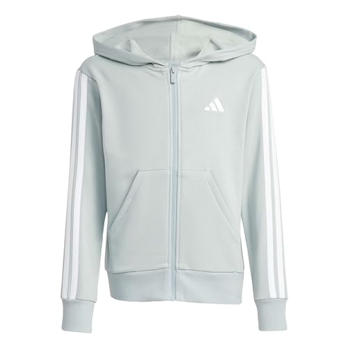 adidas Mädchen Essentials Full Zip Hoodie, Wonder Sage/White, 11-12 Years