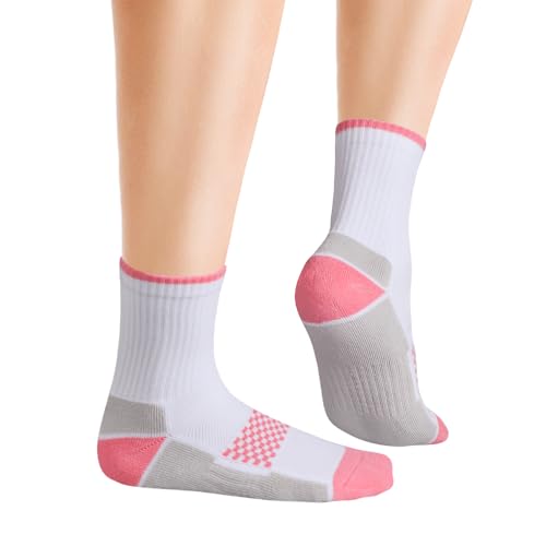 Image of YUEDGE Womens Socks Moisture Wicking Cushioned Crew Socks For Women, Performance Gym Tennis Training Athletic Socks, 5 Pairs