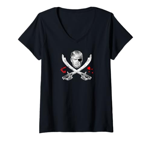 Mujer Dread Pirate Donald Trump Pirate 2024 Bandera presidencial Camiseta Cuello V