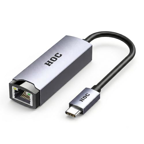 Image of HOC Technologies Drona Type-C 3.1 to RJ45 Gigabit Ethernet Adapter | 10 /100 /1000 Mbps | Aluminum Alloy | Driver-Free | Win 7 /8 /10 /11 | MacBook | 3 Yr Warranty