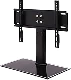 TV Ständer Halterung, Höhenverstellbarer Tisch-TV-Ständer mit gehärtetem Glassockel für 26-32 Zoll LCD LED TVs/Monitore