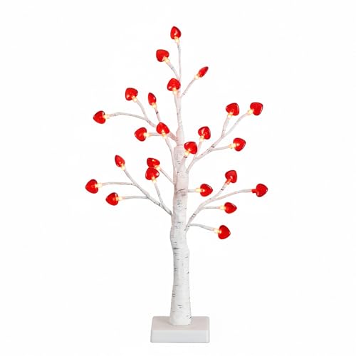 Nearly Natural 2ft Pre-Lit Artificial Valentine's Day Twig Tree with 24 Red Heart-Shaped LED Lights