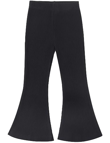 Noomelfish Girls Ribbed Flared Pants Cotton Ruffle Leggings Bell Bottoms (4-12 Years)