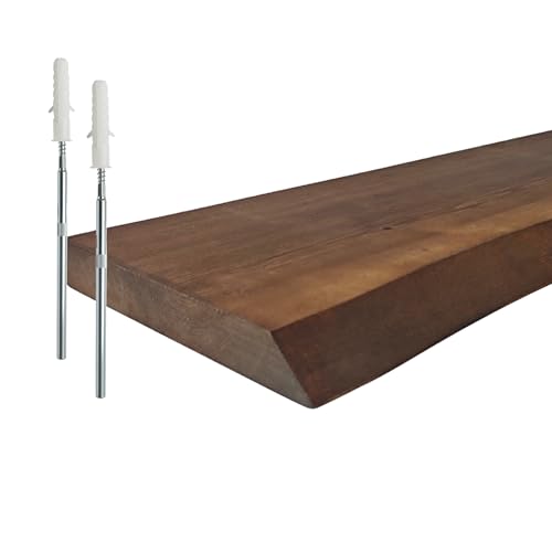 Relaxdays Étagère Murale Flottante en pin, Rustique, Bords naturels, différentes Tailles, 60 cm, Coloris Naturel