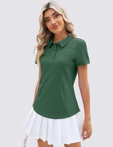 Image of TFSDOD Womens Golf Polo Shirts Collared Short Sleeve T Shirt Lightweight Moisture Wicking Polo Casual 3 Buttons Outfits