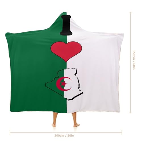 Couverture à capuche drapeau Algérie plaid d'intérieur doux - 3