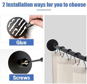 Black Stainless Steel L Shaped 50" Shower Curtain Rod - No Drill Adhesive