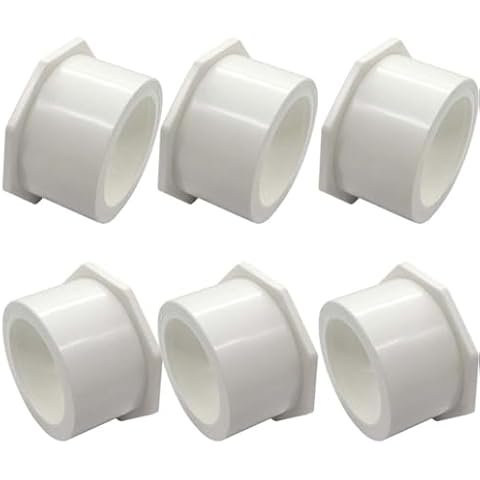 YSIL 6Pcs 2" X 1-1/2" PVC Reducing Bushing(Socket X Socket) Pipe Fitting Adapter PVC Pipe Reducer Bush for Plumbing Connection Cover