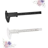 Veemoon 6pcs Plastic Precision Caliper Set Mini Sliding Caliper Ruler Gauge Measuring Tool with Metric Scale Portable for Industrial and Scientific Measurement (White and Black, 3pcs Each)