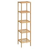SONGMICS 100% Bamboo Bathroom Shelf 5-Tier Multifunctional Storage Rack Shelving Unit UBCB55Y