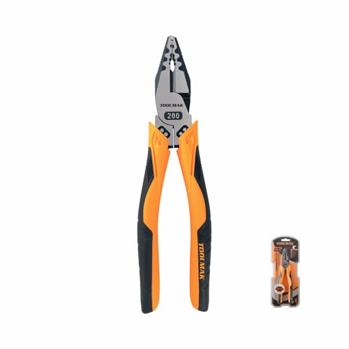 TOOLMAK Pinza Combinata Elettricista, 20,3 cm, Arancione e Nero, Modello TMK20104