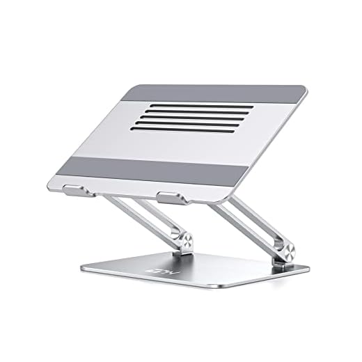 Support pour ordinateur portable, EPN Ergonomic Portable Laptop Riser Adjustable Laptop Holder with Non-slip Silicone, Aluminium Compatible for Macbook, Lenovo, notebooks up to 17 Inch-Argent