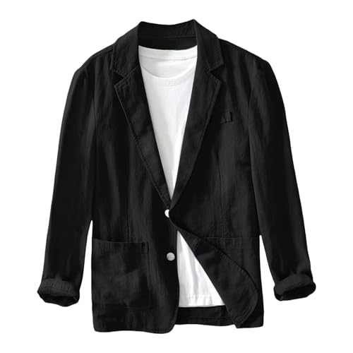 Men's Casual Cotton Linen Blazer Jacket Lightweight Sports Coats Regular Fit Two Buttons Blazers Jackets for Men
