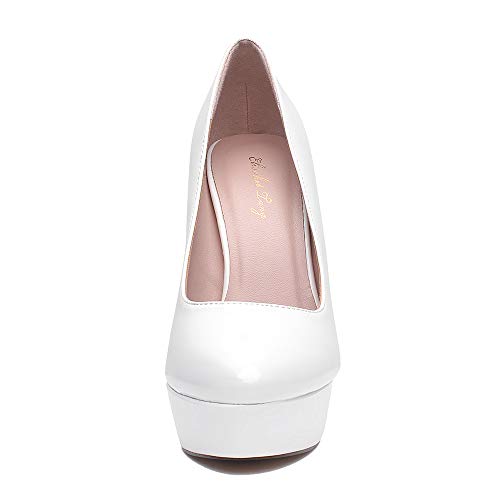 Image of Elisabet Tang Women's Platform High Heels Pumps Shoes Peep Toe 5.5 inch Stilettos Slip On for Dress Wedding Party Prom
