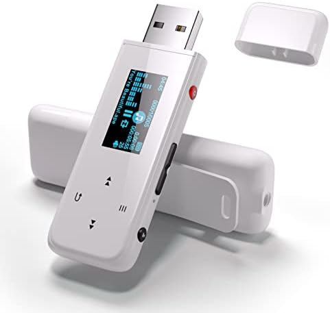 Bluetooth MP3 Player with USB and Clip, PECSU 32GB Lossless Audio Music Player with FM Radio, E-Book, Portable Music Player for Sports Running with Metal Body, One-Key Recording, USB Charging (White)