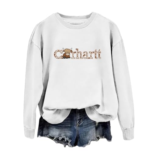 Highland Cow Sweatshirt Cow Print Sweatshirt Funny Cow Country Western Leisure Pullovers2