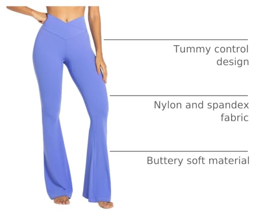 Image of Sunzel Flare Leggings, Crossover Yoga Pants with Tummy Control, High-Waisted and Wide Leg