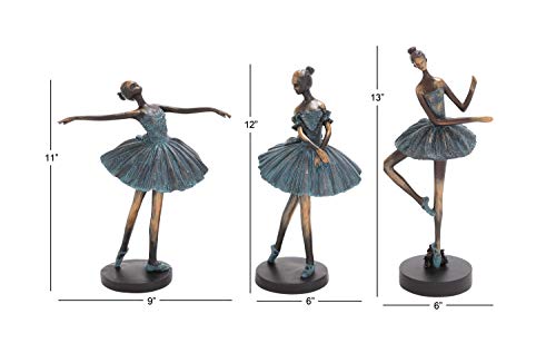 Set de 3 esculturas decorativas bailarina 6x4x12 in miniatura 3