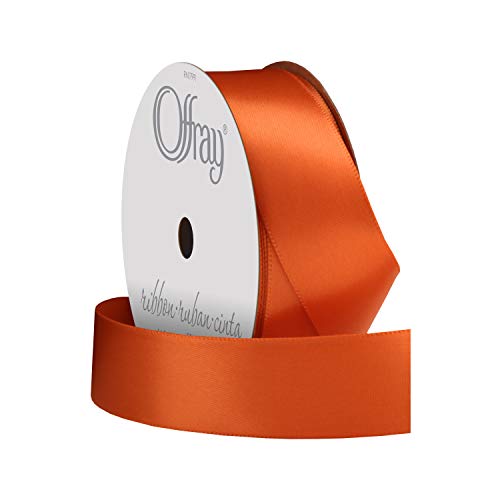 Image of Berwick Offray 070277 7 /8 inch Wide Single Face Satin Ribbon, Torrid Orange, 6 Yds