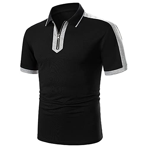 Polo Shirts for Men,Casual Outdoor Blouse Stylish Button Down Lapel Neck Slim Patchwork Golf Polo T Shirt Tops