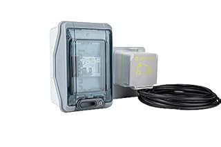 Prise française pour voitures électriques avec prise de charge IP54, petit répartiteur et interrupteur FI/LS 20 A pour voitures EV, kit complet avec câble de 5 m 3 x 2,5 mm (avec compteur numérique de