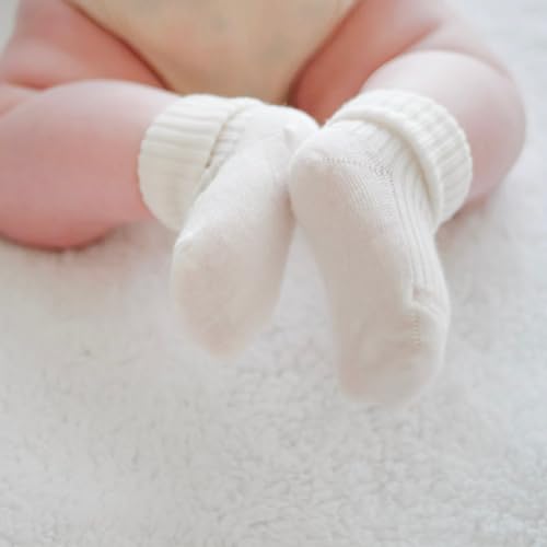 Woolino Wool Baby Socks from, Washable Merino Wool Infant Toddler Kids Socks, 6-12 Months, Cocoa/White (Pack of 3)3