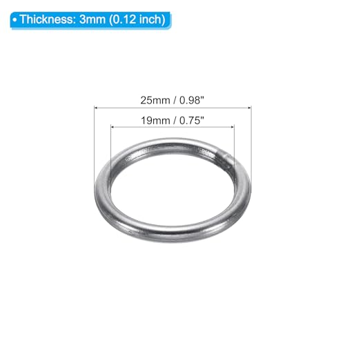PATIKIL 19mm Metal O Rings, 20 Pack 304 Stainless Steel Round Rings for Hardware Bags Belts Hanging Baskets DIY Craft Supplies - Image 2