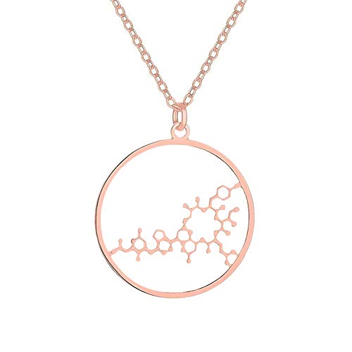NOUMANDA Geometric Chemical Hormone Molecular Science Necklace Laser Cutting Metal Oxytocin Round Pendant Jewelry