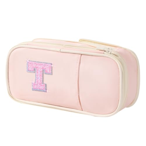 Image of Janhavi Initial Large Capacity Premium Oxford Cute Aesthetic Pencil Case Pouch Bag Special School Supplies Colored Stationery Organizer Gifts for Girls, Women, Adults