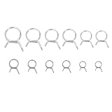 UKCOCO 150pcs Double Wire Spring Hose Clamps Set Φ5-φ14, Industrial Grade Tube Clips Water Pipe Clamps for Plumbing and Irrigation Applications