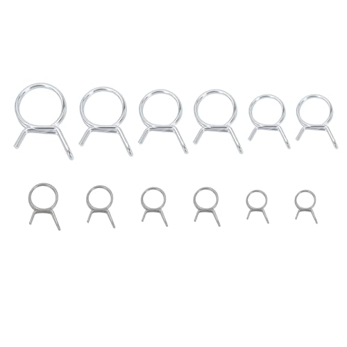 UKCOCO 150pcs Double Wire Spring Hose Clamps Set Φ5-φ14, Industrial Grade Tube Clips Water Pipe Clamps for Plumbing and Irrigation Applications