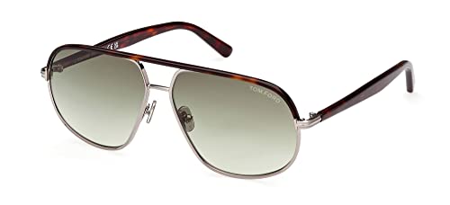 Tom Ford MAXWELL FT 1019 Shiny Light Ruthenium Olive/Green Shaded 59/13/140 unisex Sunglasses